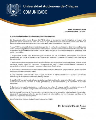 COMUNICADO UNACH
